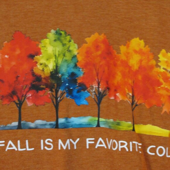 * Unbranded Fall Blouse XL New NWOT Pumpkin Spice Orange Fall Trees Leaves Cute - Picture 4 of 4